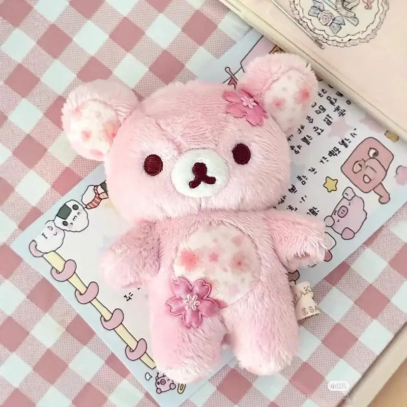 2026 New hot item Rilakkuma Sakura Floral Bear Plush Toy Soft Stuffed Cuddly Sleeping Hug Pillow Home Decoration Birthday Gift For Adult Women
