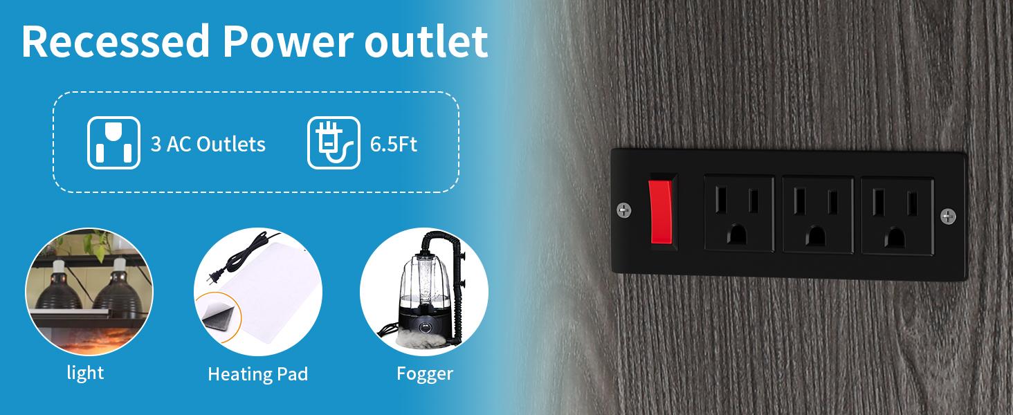 VOWNER Farmhouse Reptile Tank Stand with Power Outlet, 48" X 24" Tabletop Fits up to 120 Gallon Bearded Dragon Tank, Heavy Duty Aquarium Stand with Storage Cabinet, Reptile Turtle Terrarium Stand