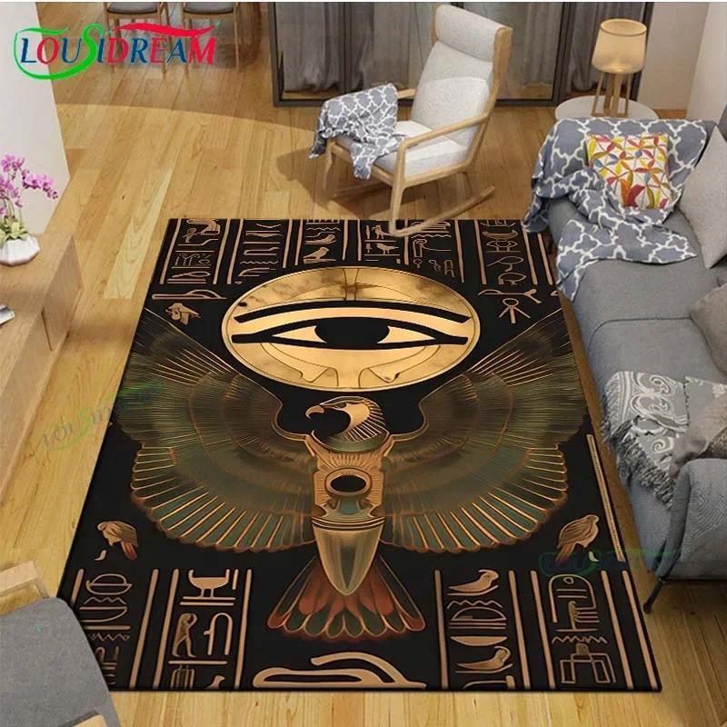 Luxury Ancient Egyptian Queen Flannel Area Rug - Golden Pharaoh Throne Print Soft Mat for Living Room, Non-Slip Historical Home Decor#EgyptianQueenRug #PharaohThroneMat #AncientEgyptianDecor #GoldenMythologyCarpet #NonSlipFlannelRug