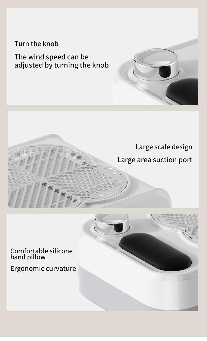 Marwell - Professional nail vacuum cleaner, electric nail dust collector with grinding drill bit, UV lamp, adjustable speed. Suitable for home use and professional nail salons.