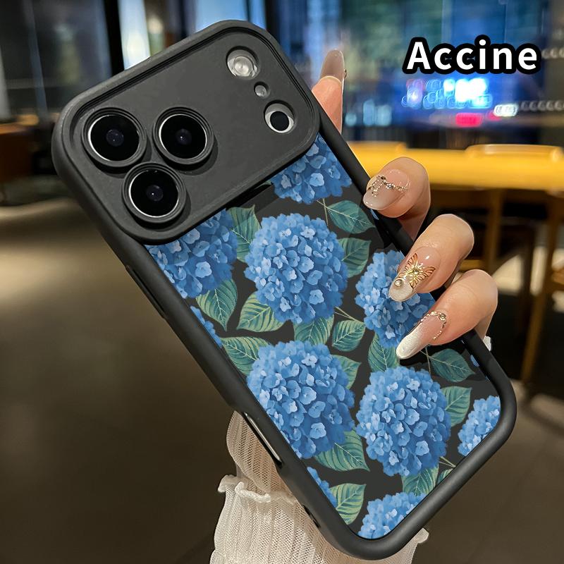 Blue Hydrangea Dream Pattern TPU Phone Case for iPhone 17 Pro Max 16 15 14 Plus 13 12 Mini 11 XR X XS Air E Shockproof Non Slip Military-Grade Protection Silicone Cover Smartphone Casing