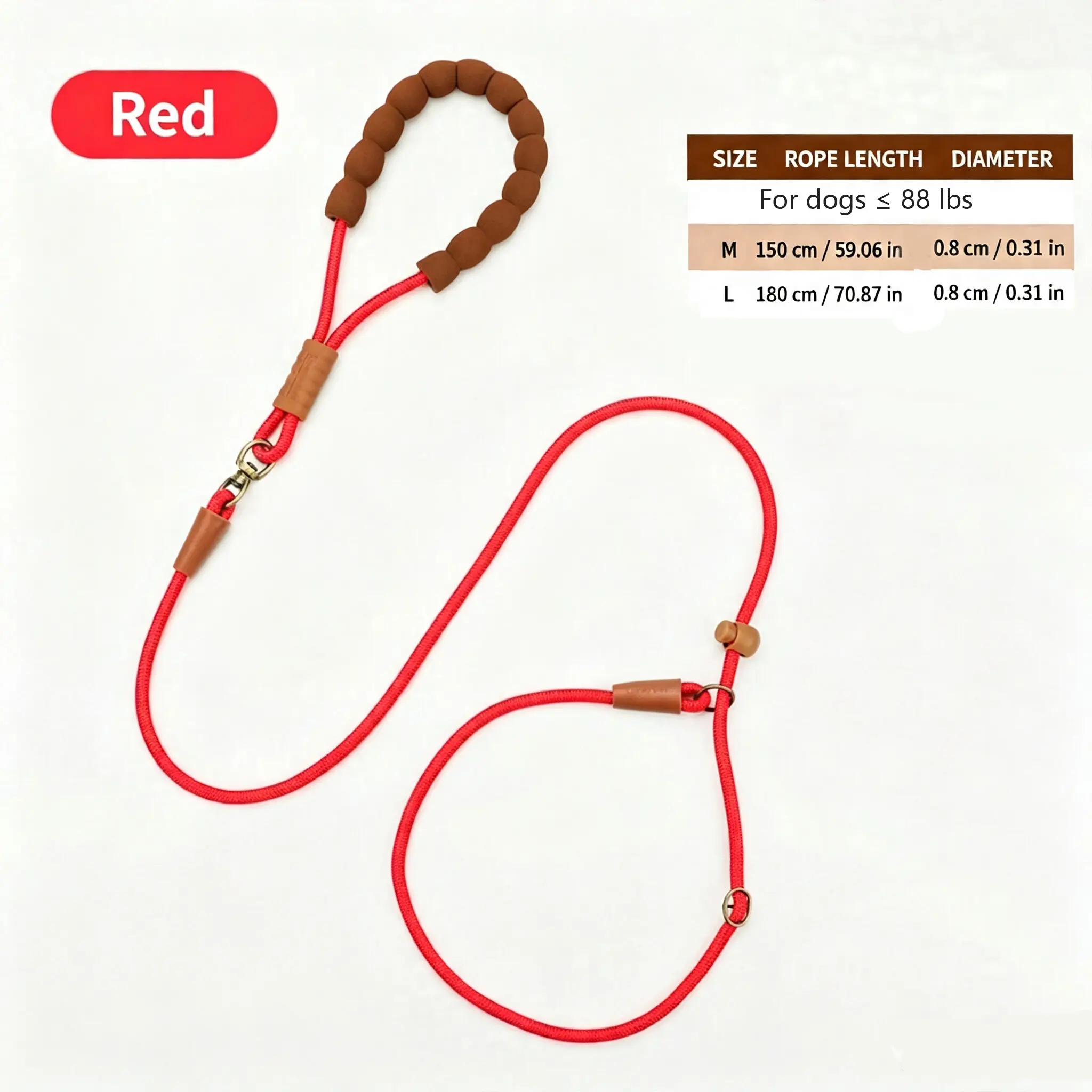 Dog Slip Lead All In One Training Leash Soft Foam Handle Heavy Duty Polyester Climbing Rope Walking Leash for Small Medium Large Dogs
