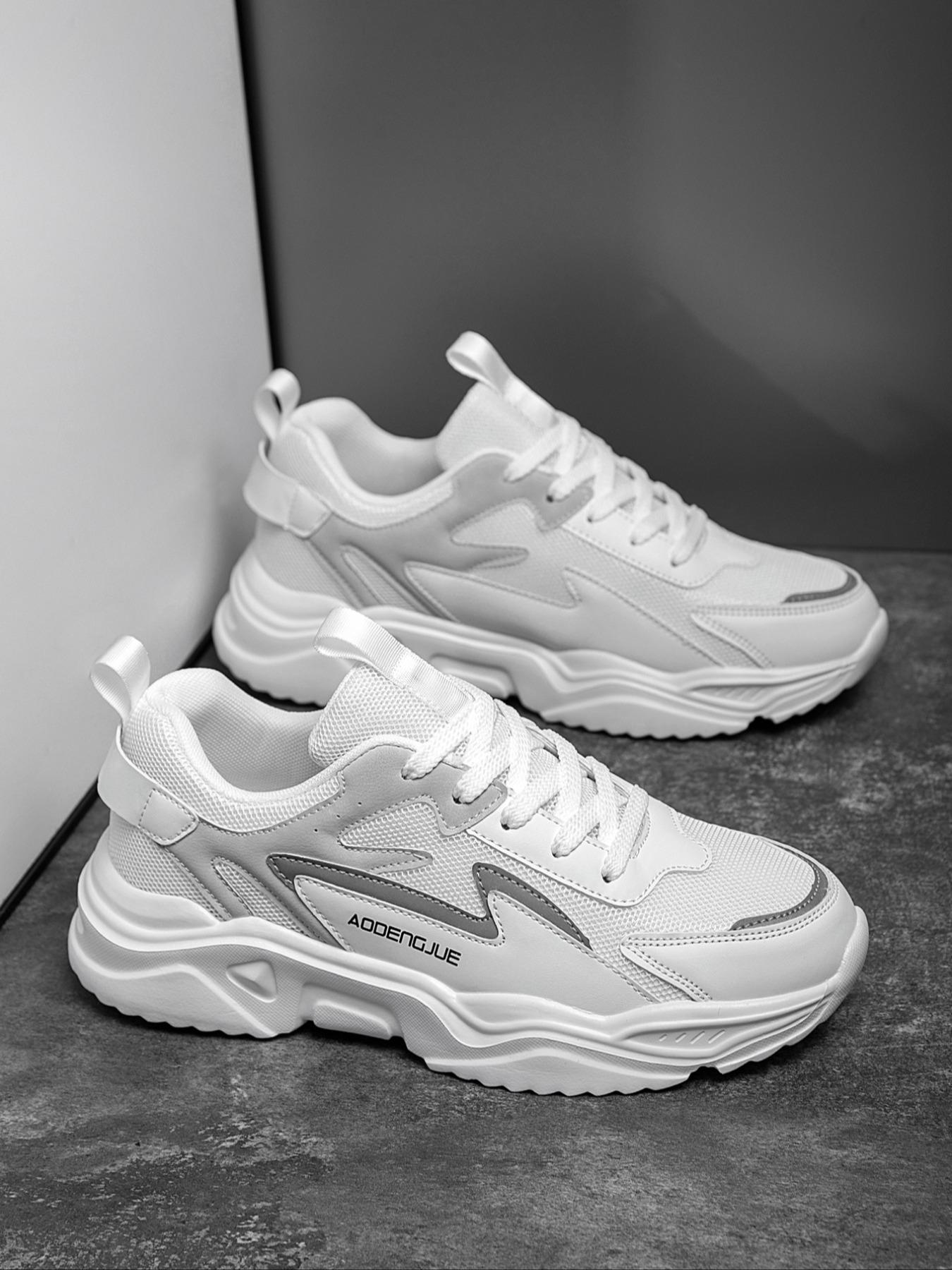 Men's Fashionable Patchwork Lace Up Low Top Sneakers, Casual Comfortable Sports Running Shoes, Trendy All-match Sneakers for Daily Wear