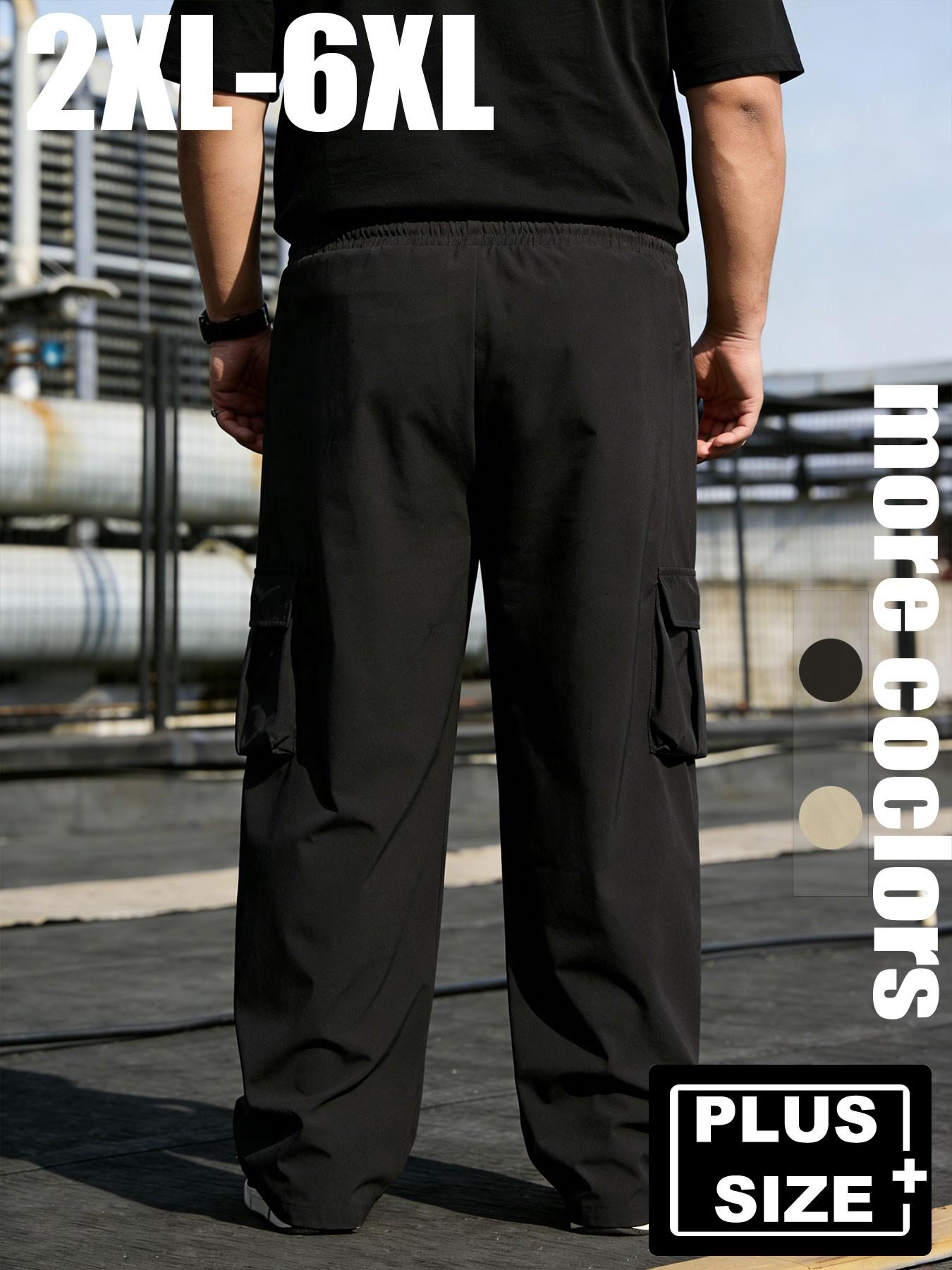 Men's Plus Size All-Season Drawstring Pants, Versatile Workwear Long Pants, Suitable for Outdoor Gatherings, Sports, Casual Walks