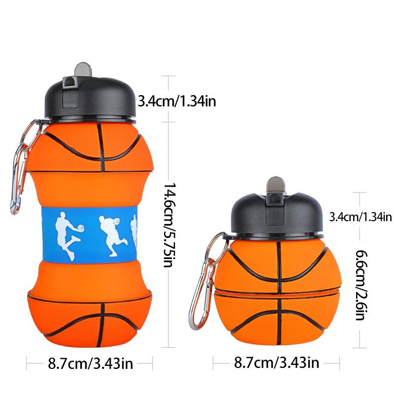 Foldable Silicone Water Bottle, Portable Leak-Proof Sports Cup, Shockproof Squeeze Football Gift, Creative Travel Mug