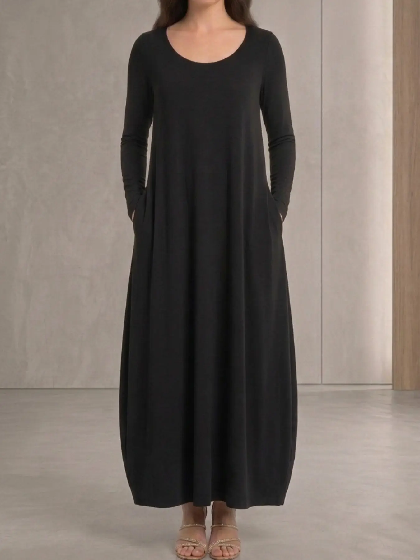 Women's Long Sleeve Sleepwear, Classic Round Neck Pajamas, Soft Comfortable All-Season Lounge Wear, Side Seam Design, Daily Casual, Loungewear