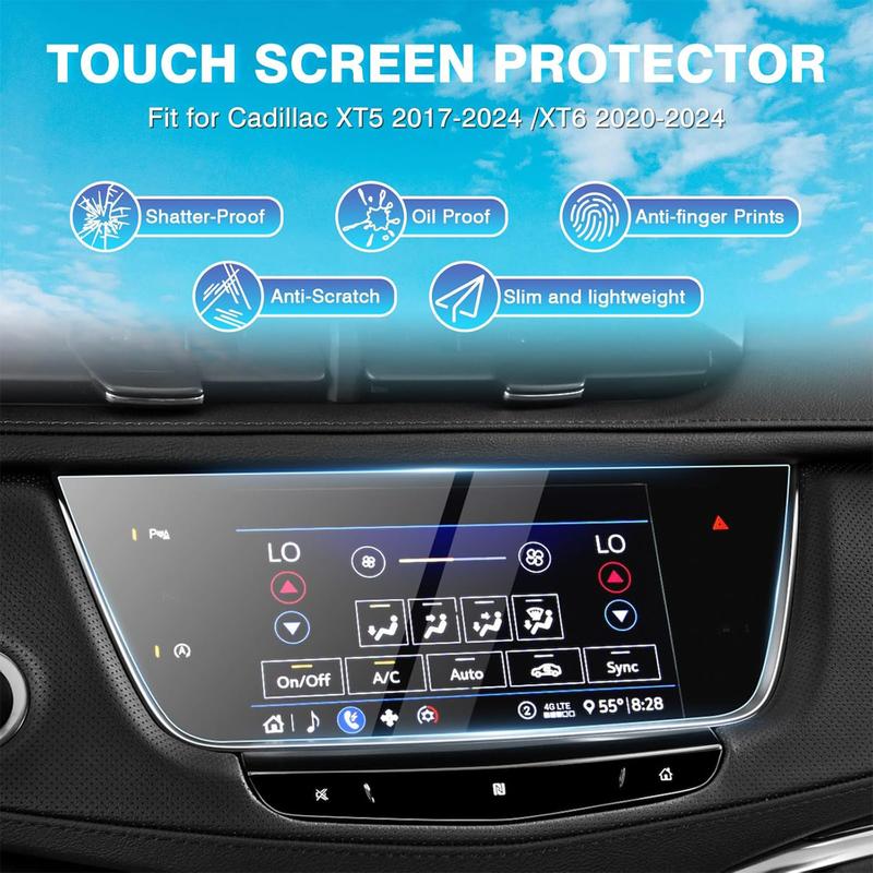 Canvcle 2 Pack Screen Protector for 2017-2024 2025 Cadillac XT5 and 2020-2025 XT6 8-Inch Touchscreen, 2025 Cadillac XT5 Accessories Navigation Protective Cover Tempered Glass Anti Glare Durable Smooth Protection