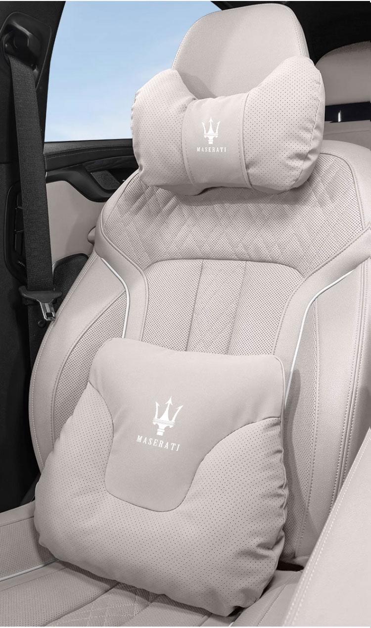 Car Seat Headrest Lumbar Support Protective Pillow Waist Cushion For Maserati Levante Ghibli MC20 Grecale Quattroporte GranTurismo President GranCabrio Coupe Spyder