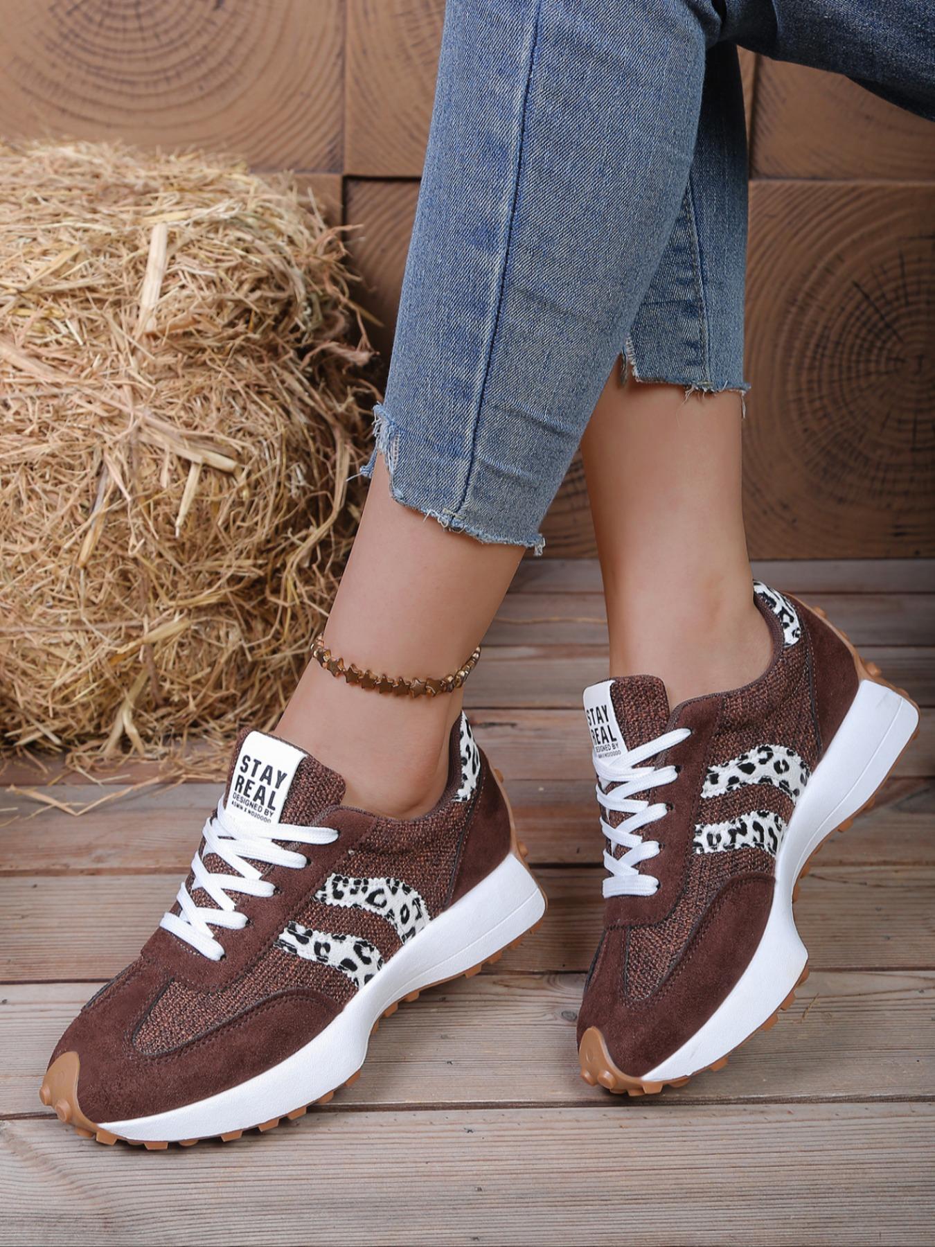 Women's Sporty Argo Shoes Spring & Fall Elegant Fashion Casual Round Toe Low Top Lace-Up Thick Sole Versatile Outdoor Running Shoes