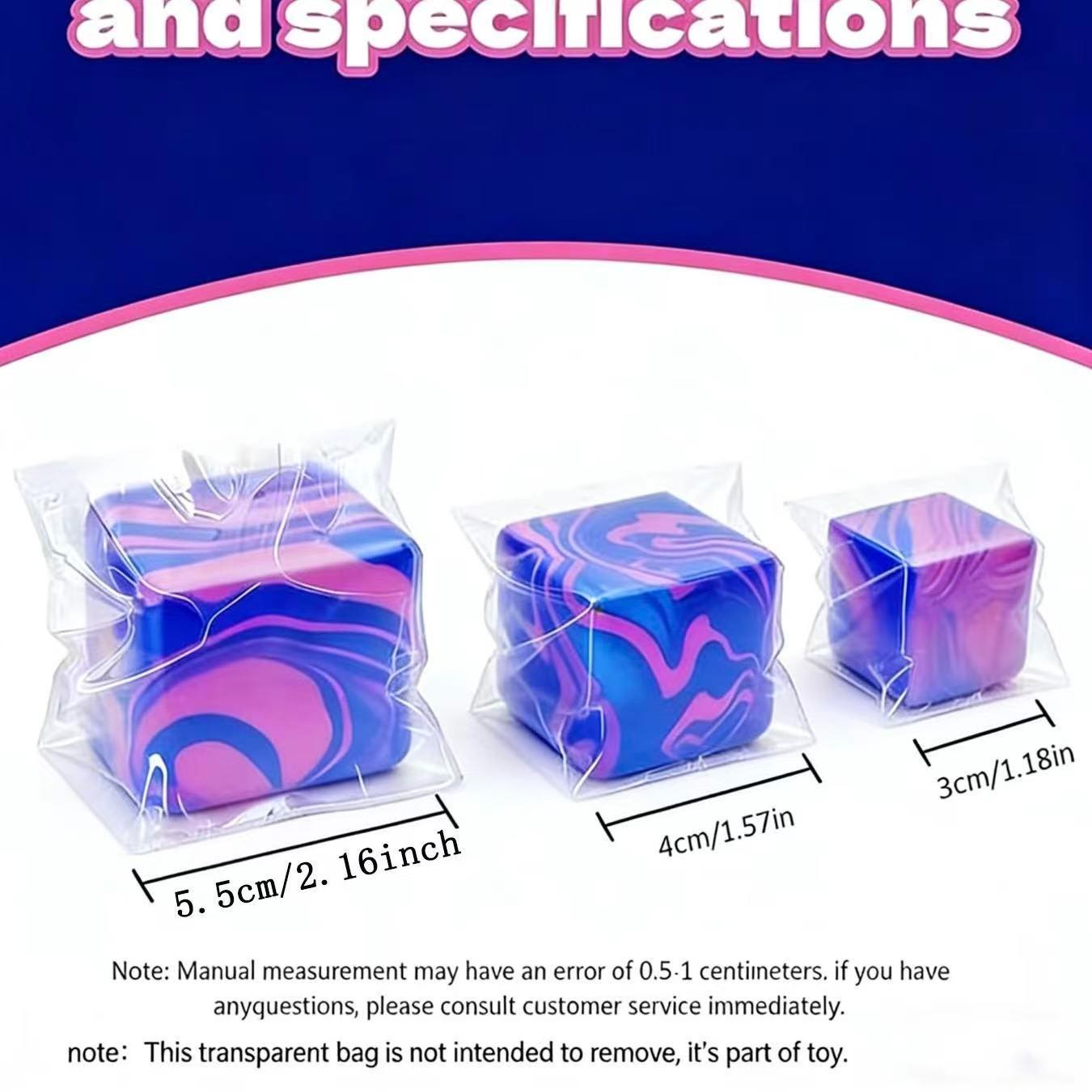 1pc Fidget Toys Squishy Stress Cube, Stress Balls for Kids Squishies Relax, Ice Squishy Cube Sugar Balls, Sensory Toys for Kids with Autism, Fidgets for Classroom Prize Toys, Valentine's Day Christmas Halloween Gifts, Easter Basket Fillers, Office