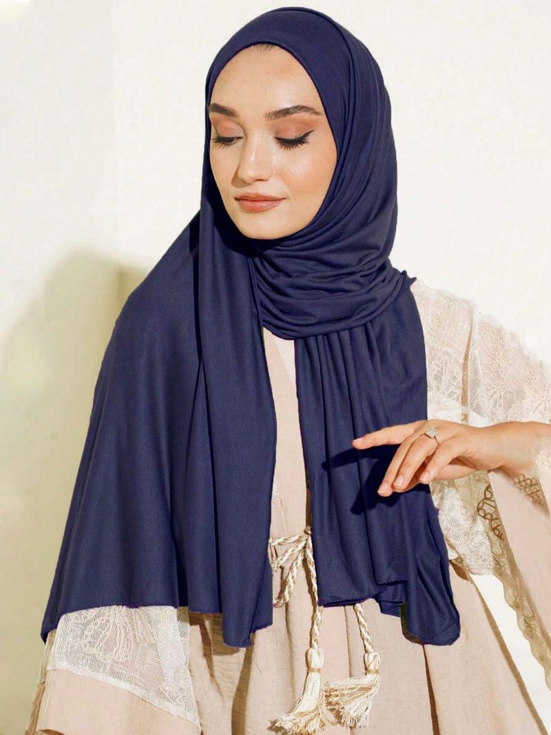Women's Dopamine Fashion Color Palette Headscarf Turban Hijab, Soft Jersey Material, Elastic Design, Suitable for All Occasions, Plain Pattern