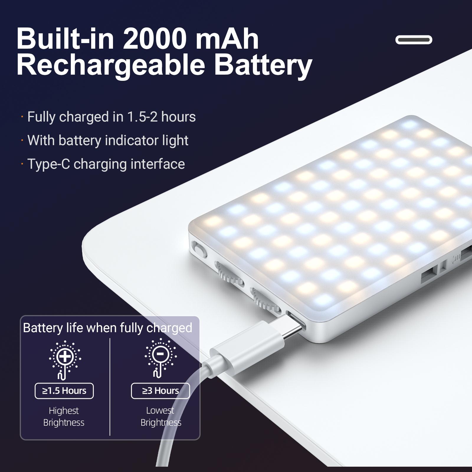 Selfie Light Clip, Adjustable Color Temperature and Brightness Fill Light, 2000mAh Rechargeable Phone Selfie Panel Light for Phone, Laptop, Makeup and Live Streaming