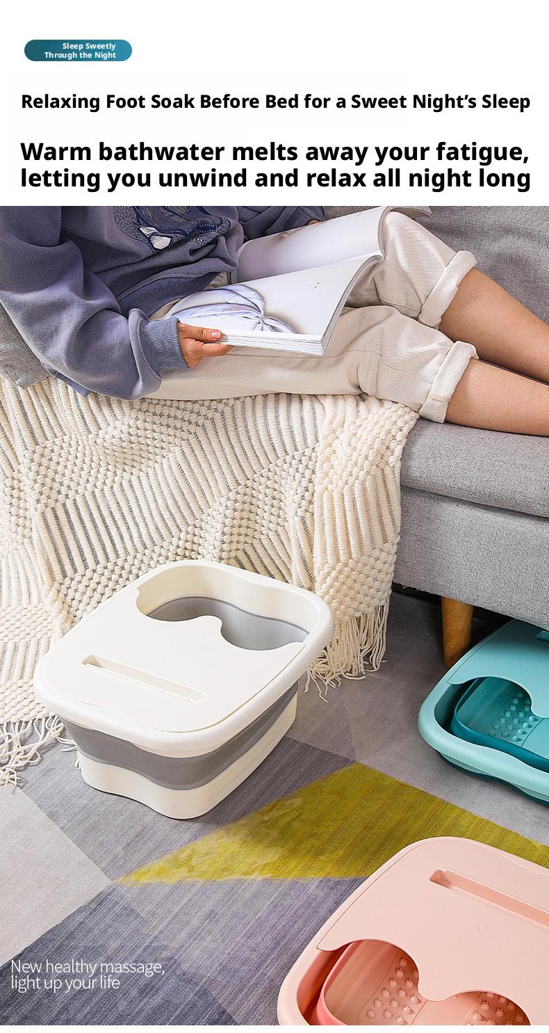 Portable Foldable Foot Bath Tub with Massage - Adjustable Soaking Basin for Home & Travel, Non-Slip Collapsible Foot Spa Bucket with Handle, Ideal for Dormitory Use