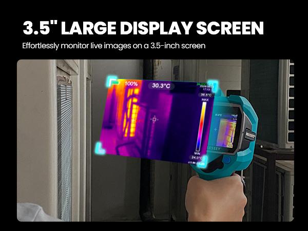 Thermal Imaging Camera, MILESEEY Handheld 256*192 IR Resolution Thermal Imager, 3.5 Inch LCD Display IP65 Waterproof Rechargeable 6 Palettes Thermal Camera with Auto Track Cold and Hot Spots Function Christmas gifts
