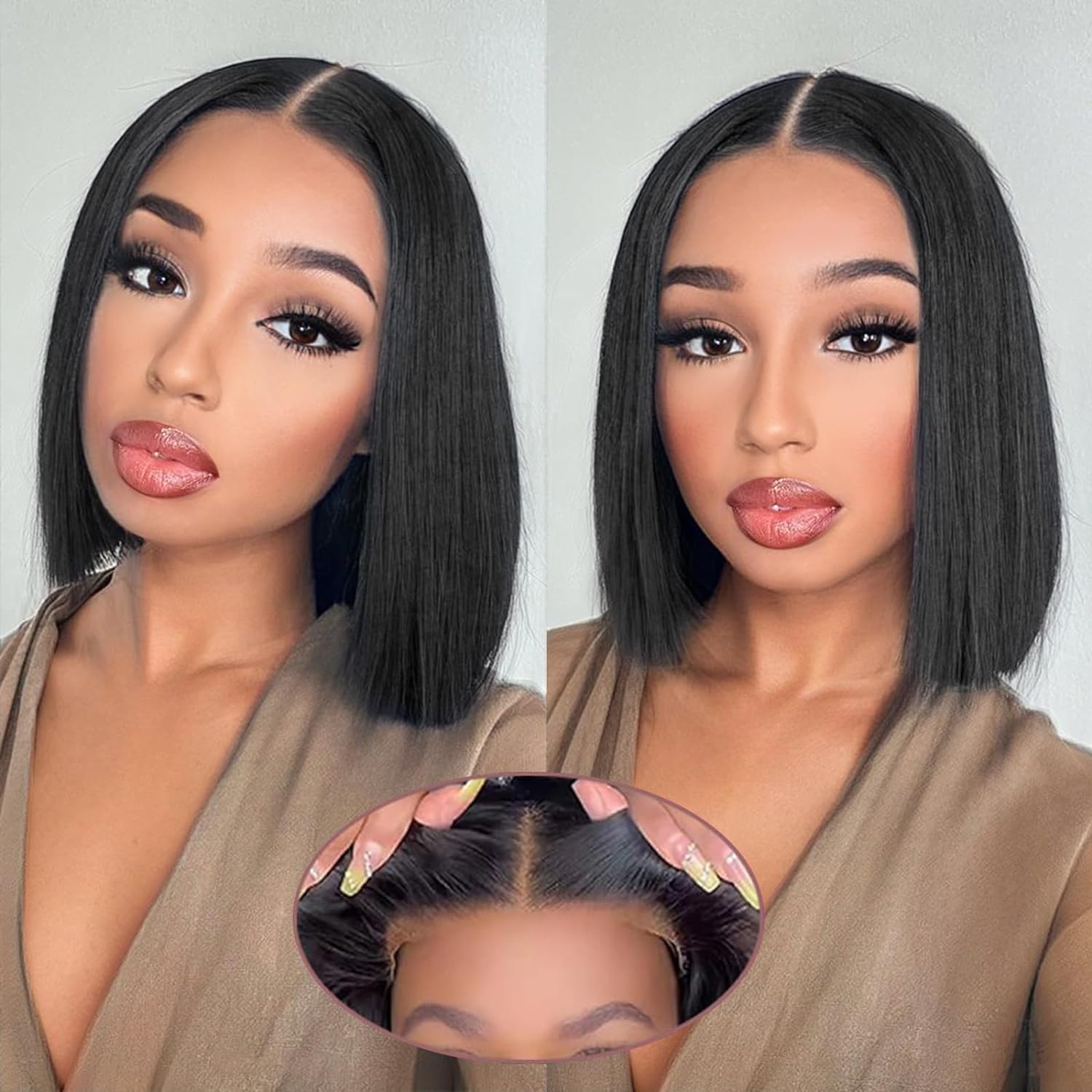 [West Kiss] Ready Go Pre Cut Glueless 7x5 Bob Wig Straight Human Hair Wig Pre Bleached Pre Plucked With Baby Hair