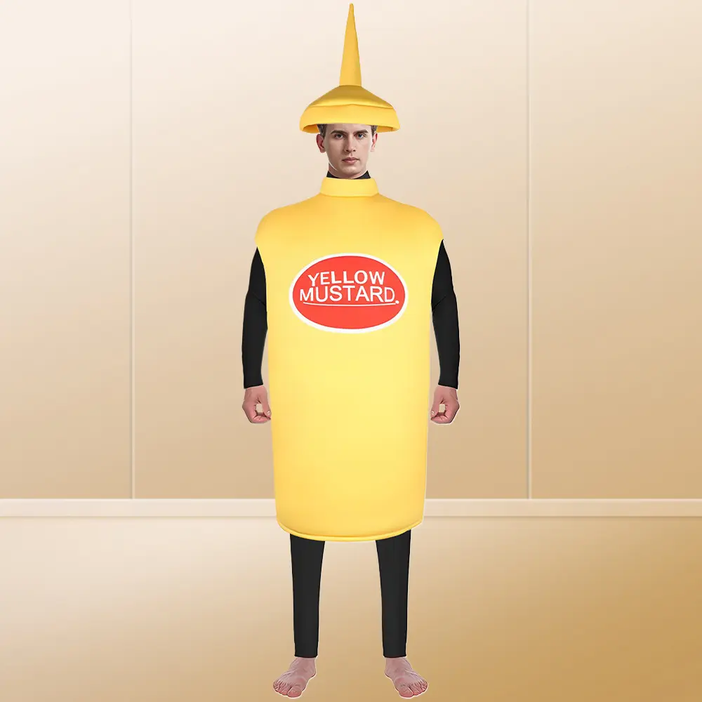Fun Ketchup Mustard Cosplay Costume Halloween Carnival Party Funny Sponge Stage Outfit