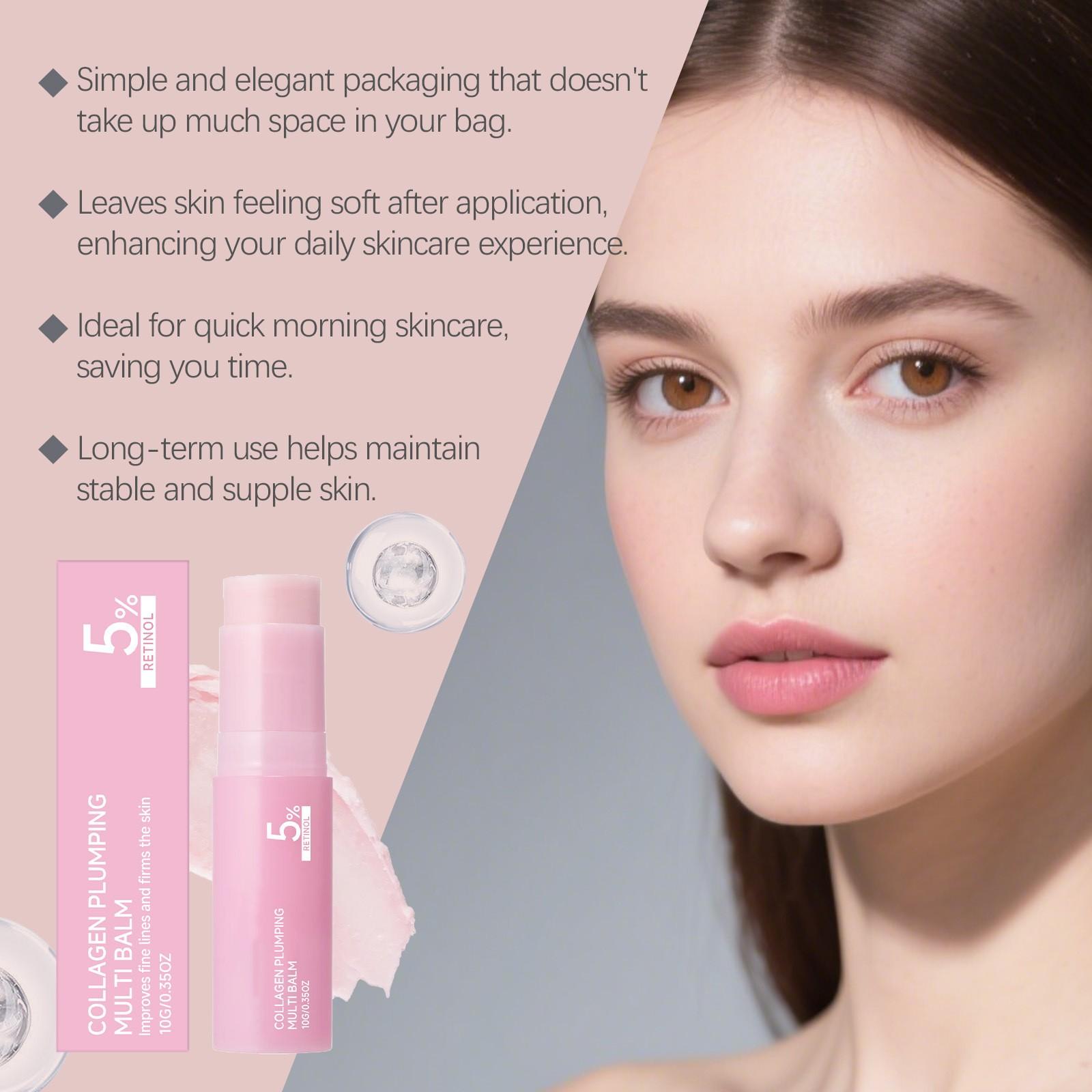 Pink Collagen Plumping Multi Balm | All In One Volufiline, PDRN, NAD Stick for Youthful-Looking, Helping Look of Fine Lines, Firming Care, Anti-Aging Care | For Under-Eyes, Neck, Forehead, Smile Lines, Lip Care | Korean Skincare