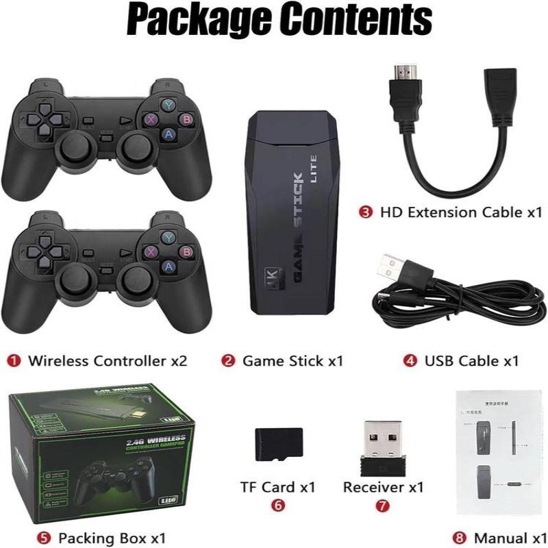 【Value for Money Bundle】4K Wireless Retro Game Console,Nostalgia Stick Game 4K HDMI Output,Plug and Play Video Game Stick Built in 1800 Games