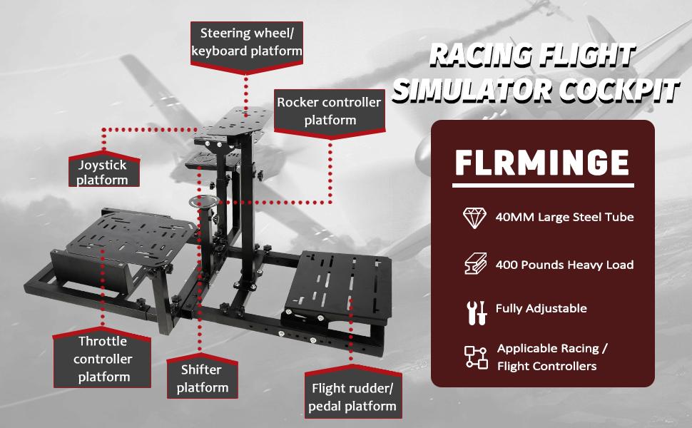 Supllueer Racing Flight Simulator Cockpit Adjustable Fit for Thrustmaster Hotas Warthog T300 Logitech X52 PRO G920 G923 Fanatec Racing Wheel Stand Without Seat Wheel Pedal Throttle Joystick Keyboard Supllueer Racing Flight Simulator Cockpit Adjustable Fit for Thrustmaster Hotas Warthog T300 Logitech X52 PRO G920 G923 Fanatec Racing Wheel Stand Without Seat Wheel Pedal Throttle Joystick Keyboard