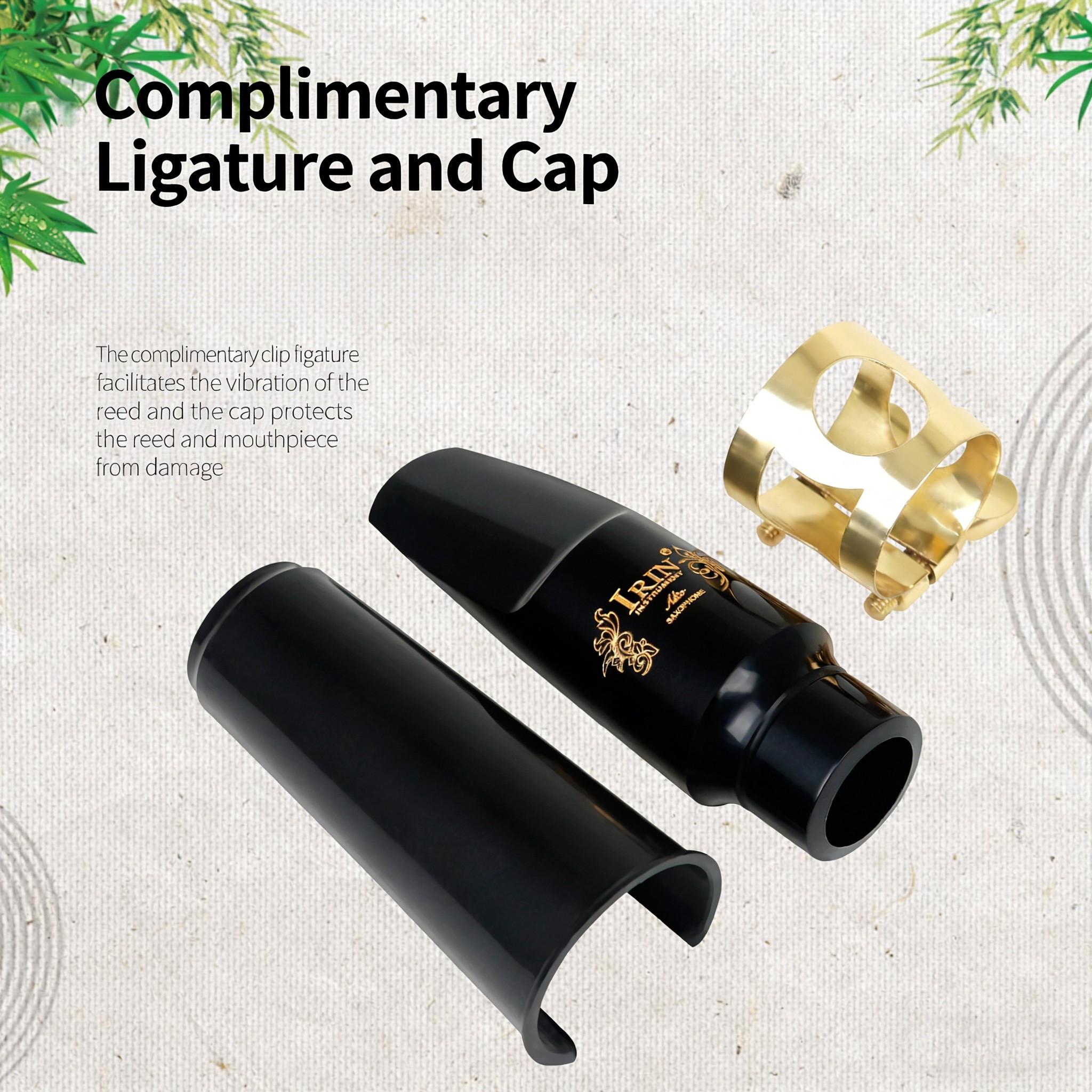 Irin Alto Saxophone Mouthpiece Abs with Cap and Clip, Transparent Box Packaging, High-Quality Musical Instrument Accessory
