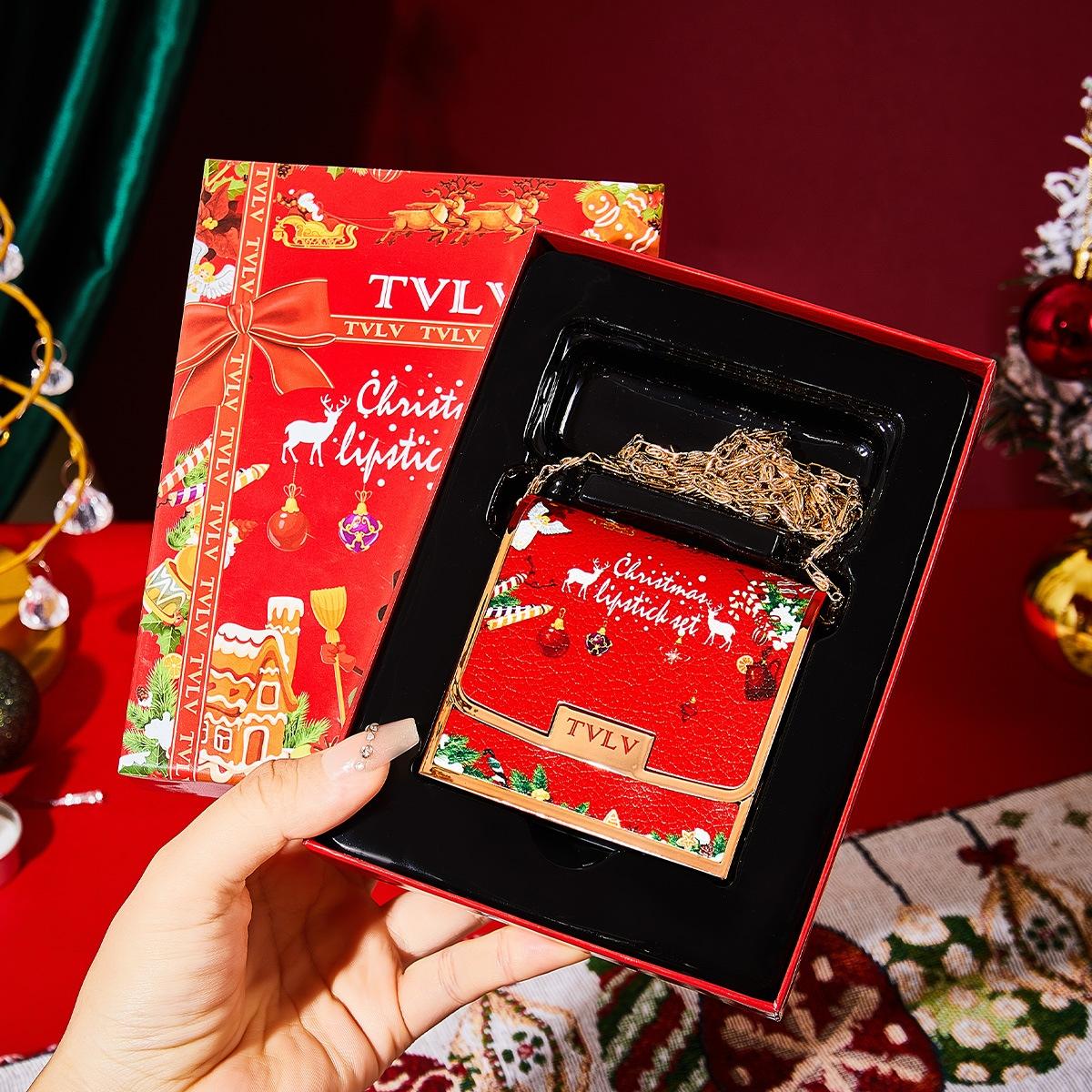 Luxurious Long-Lasting Matte Lipstick Set, 3 Counts/set Waterproof Non-Stick Cup Lipsticks with Silver Chain Bag, Ideal Gift for Girls and Ladies