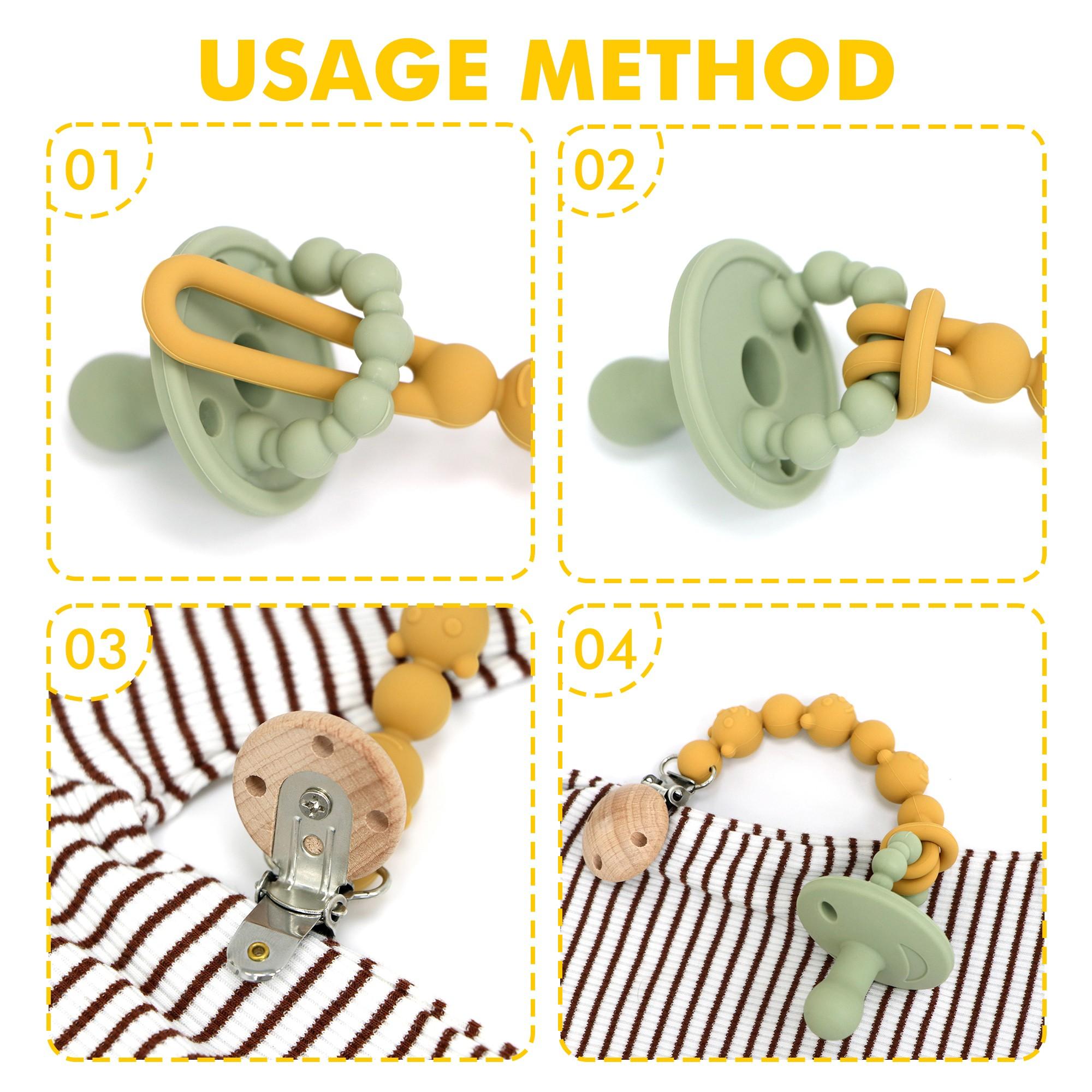 Unique Bear-Shaped Pacifier Chain, Anti-Drop Toy Holder, Flexible Pacifier Clip, Teething Toys Drop-Proof Chain