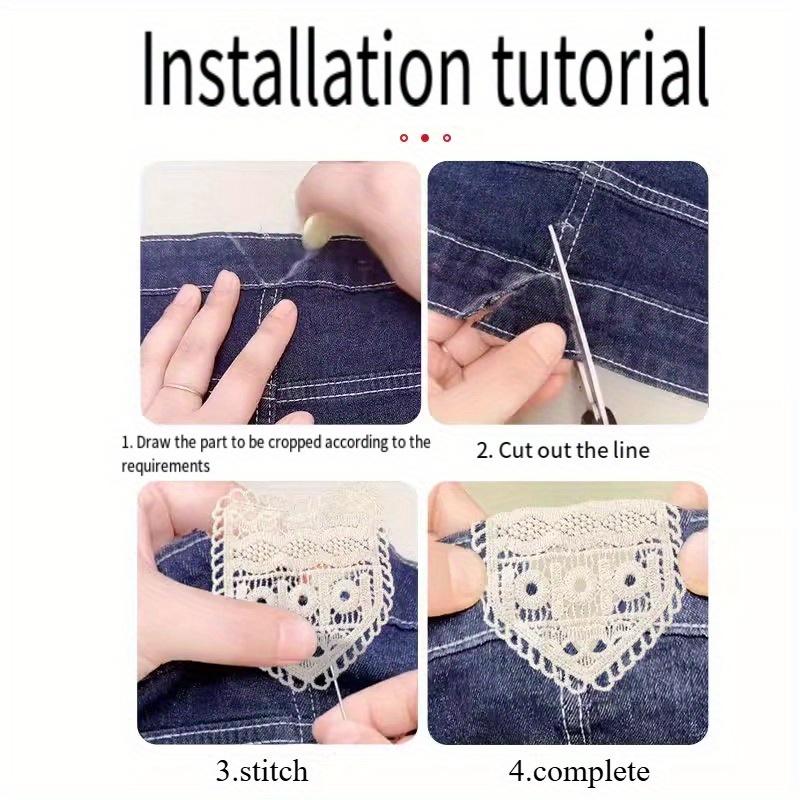Embroidered waist extension piece for jeans -5pcs, hand sewn waist extension for secure installation, waist circumference for larger size, water washable, adjustable and extended