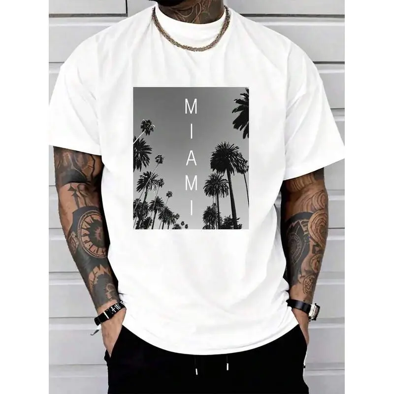 100% Cotton Casual Tshirt Miami Beach T-Shirt South Beach Florida Fl Souvenir Gift Tee T-Shirt Women's Men Graphic Tee
