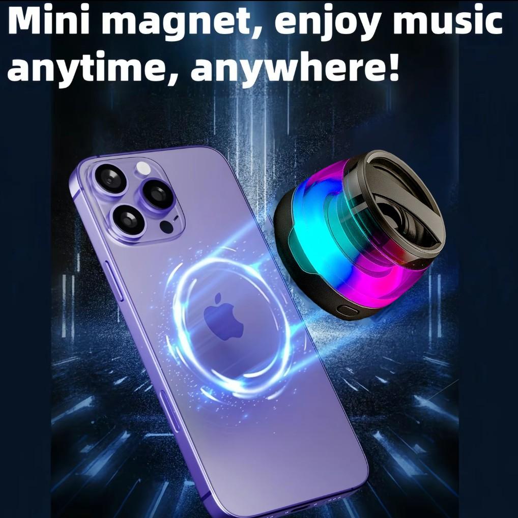 RGB Bluetooth Speaker - Tiny Portable with Magnetic Phone Holder| Wireless Sound + Charging| Compact Office Home Use