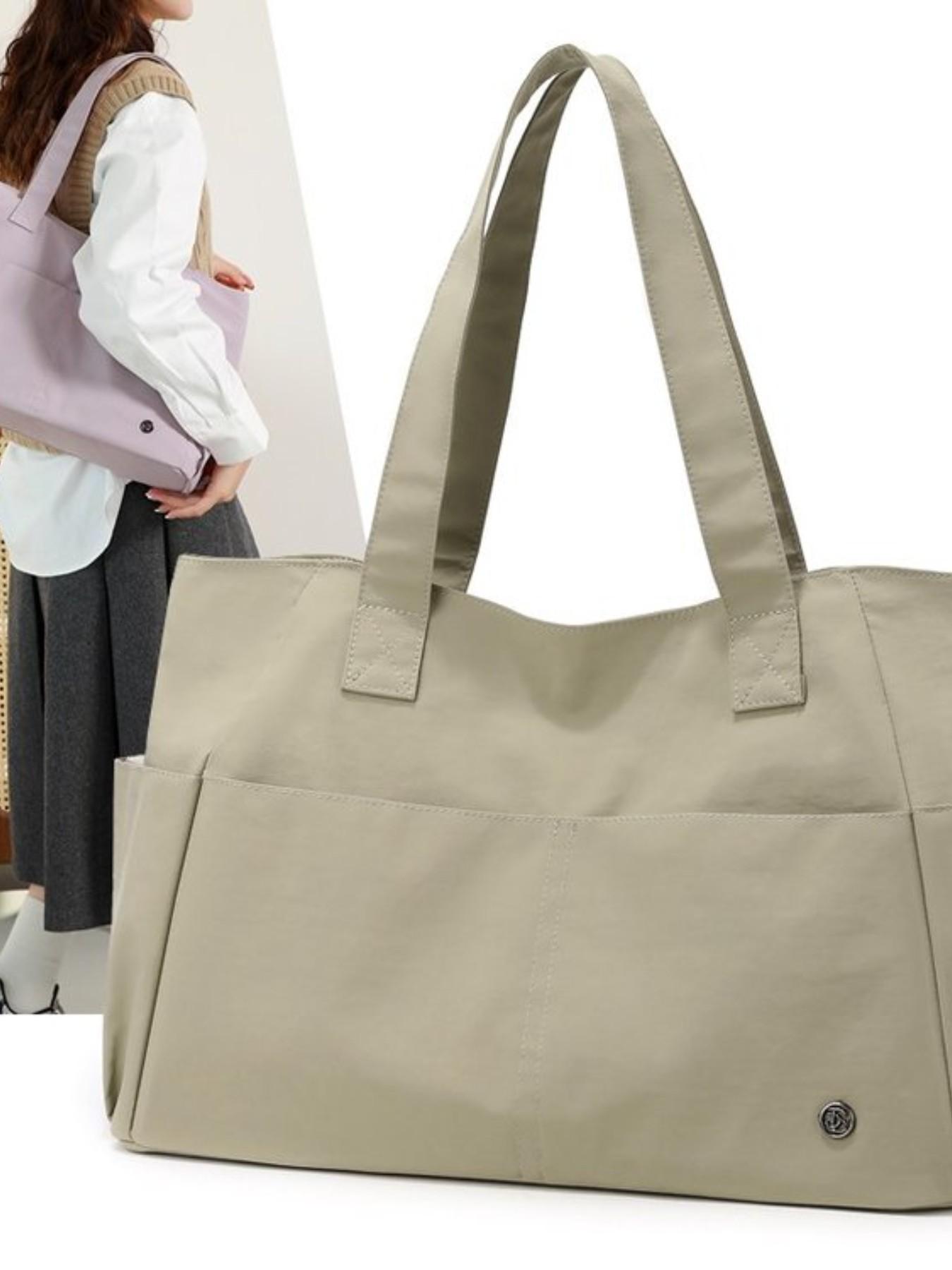 Large Capacity Nylon Tote Bag for Women, Lightweight Waterproof Canvas Shoulder Bag, Multi-Pocket Commuter Backpack, Casual Handbag for Students