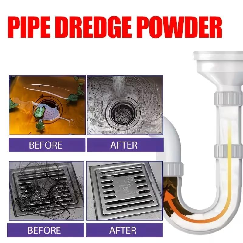 Drain Pipe Cleaning Set, Powerful Unclogging Solution, Safe Formula for Toilets, Bathrooms and Kitchens, Quick Blockage Removal, Drain Cleaner Powder