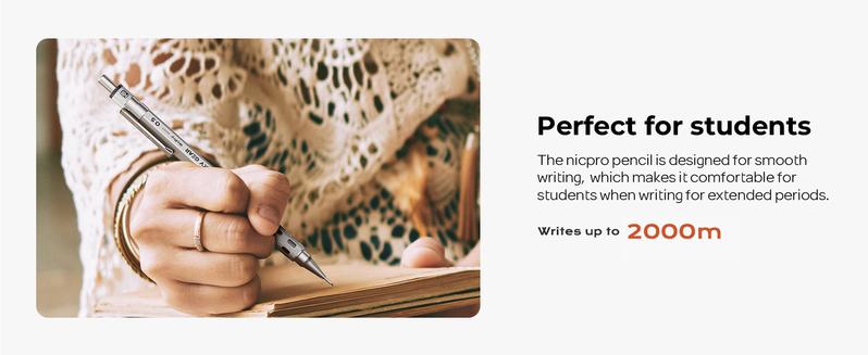 Nicpro 4 Pack Blocky Gear 0.3, 0.5, 0.7, 0.9 mm Metal Mechanical Pencils Set with Case, Lead Drafting Pencil with 8 Tube Lead Refills(HB 2B), Erasers, Eraser Refills for Art Writing Sketching Drawing