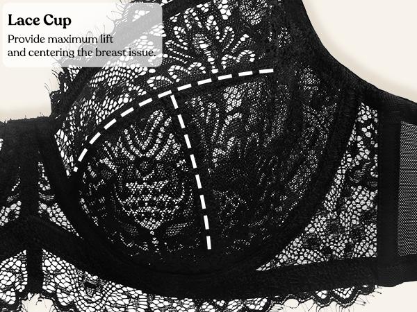 HSIA Sunflower Plus Size Floral Lace Unlined Non-Padded Full Coverage Minimizer Underwire Bra Womenswear