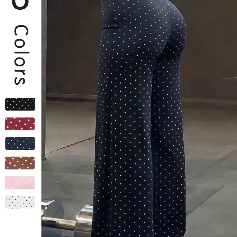 Tummy Control High Waist Slimming Polka Dot Yoga Wide Leg Pants, Summer Women's Pants for Outdoor Running and Workout, Breathable Gym Wear, Multiple Colors