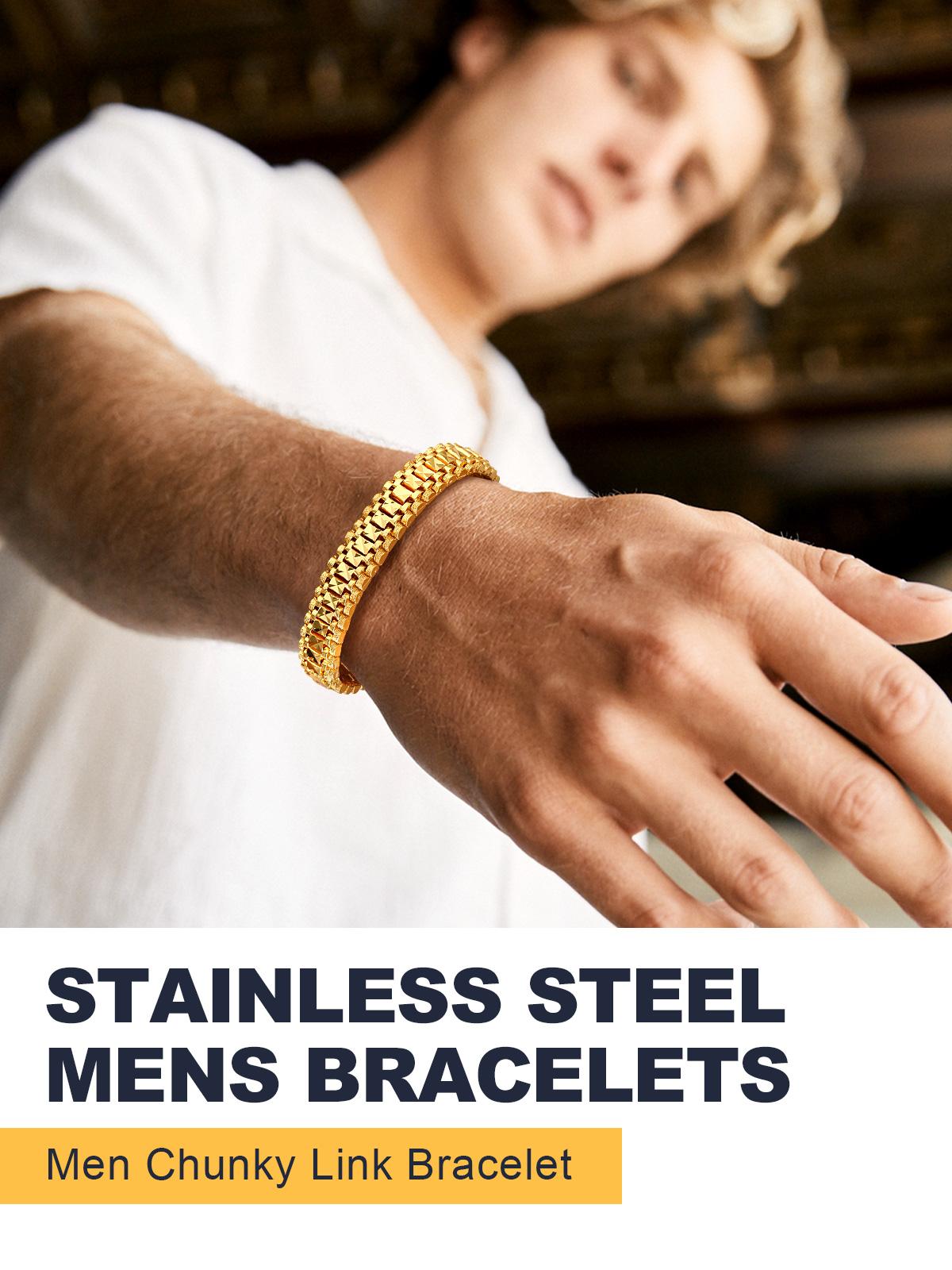 U7 Cuban Link Chain Chunky Bracelets Daily Casual Jewelry for Men U7 Cuban Link Chain Chunky Bracelets Daily Casual Jewelry for Men