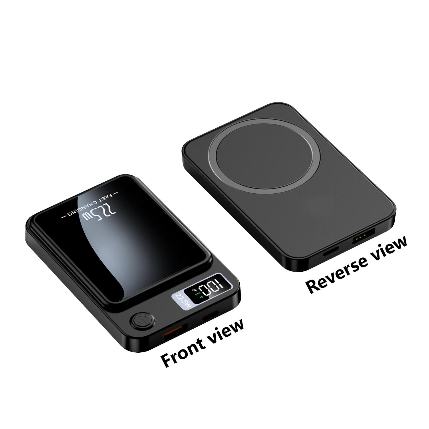 SIFOX Ultra-thin Magnetic Wireless Charging Battery 22.5W Ultra-fast Charging + 15W Magnetic Wireless Charging Type-C + USB Dual Output LED Digital Display 5000mAh Portable Power Bank for iPhone and Android Devices