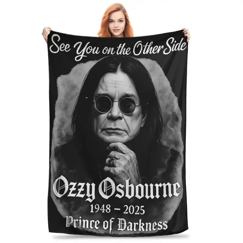 Metal Lgend Ozzy Osbourne Rip Blanket Multi-size Soft Fuzzy Plush  Throw Blankets for Sofa Couch and Bed. Versatile Plush Warm Blanket, Portable Soft Throw for Bedroom Office Trip Outdoor, Ideal Present for Family Friends All Holiday Occasions
