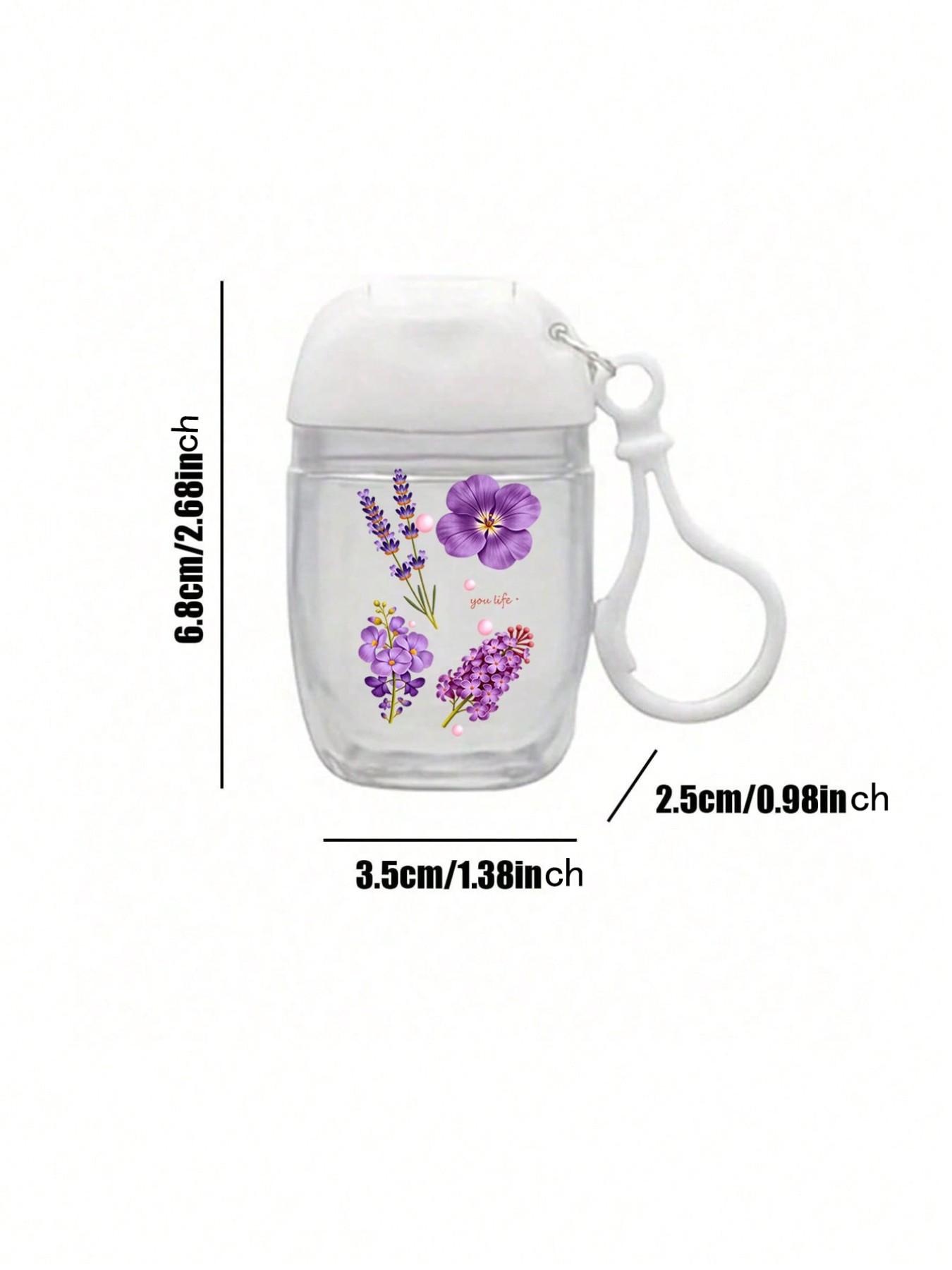 30ML Transparent Travel Bottle with Floral Pattern, Hand Sanitizer Dispenser, Portable Hook, Multi-Use Cosmetic Container, Ideal for Travel