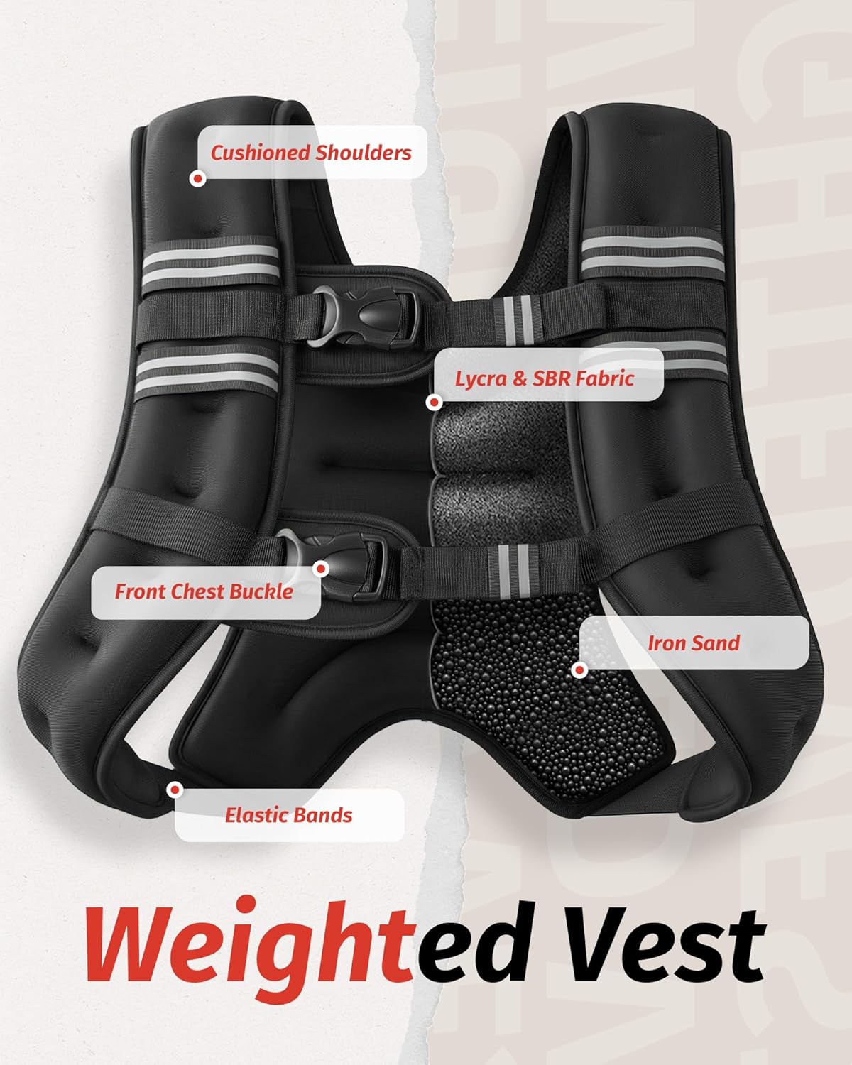 【DealsForYouDays】Adjustable Weighted Rucking Vest for Men & Women, 8lbs-25lbs Weight Range, with Detachable Phone Pouch for Walking, Training