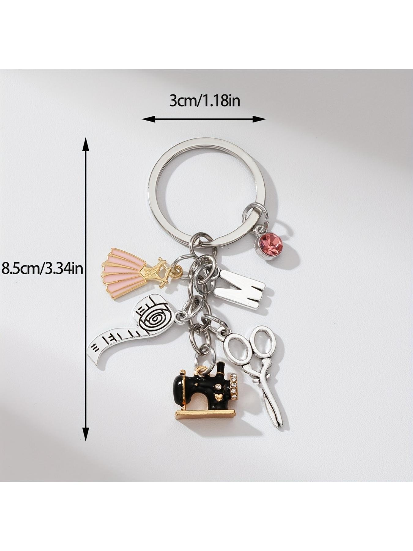 1pc Chic Alloy Keychain with Sewing Machine, Tape Measure & Scissors Charms - "Sewing Enthusiast" Metal Key Ring - Ideal Friendship Gift, Sewing Accessories
