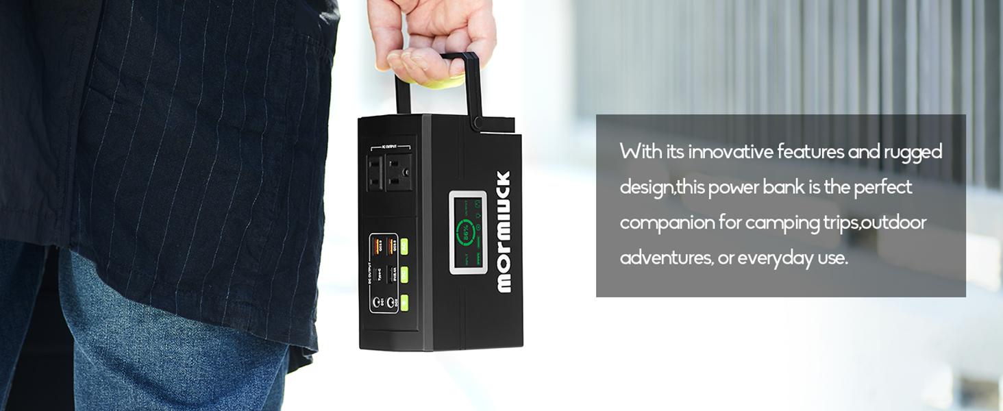 Mormluck Portable power bank, with USB Ports, Multiple Sockets and Led Light, For IPhone,Laptops lpads, Cameras,Camping and Emergency Use,  solar digital  display charger power bank