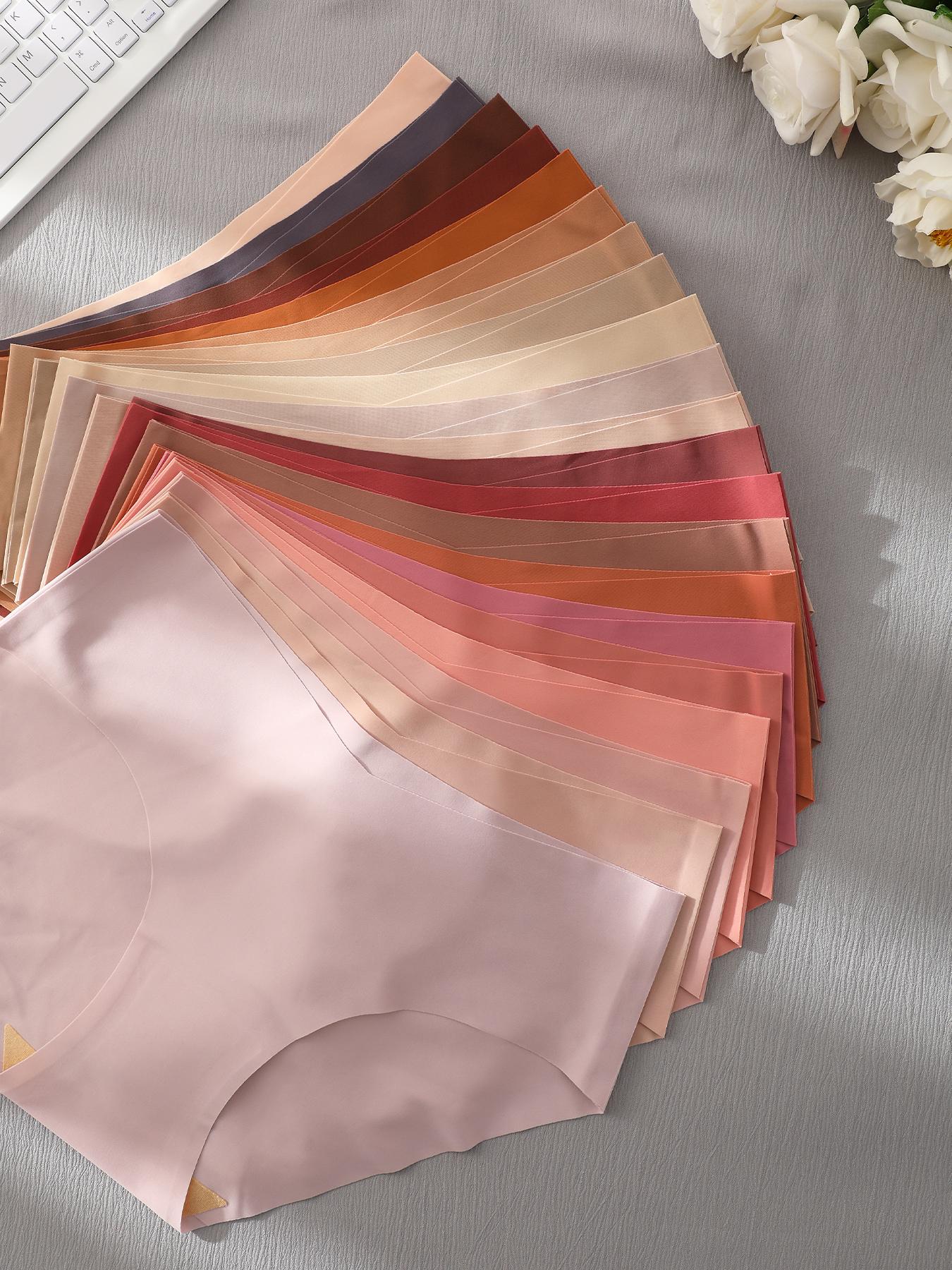 Women's random colors soft seamless Briefs (5/7/10/12 pcs), suitable for daily work and activities, autumn and winter daily use