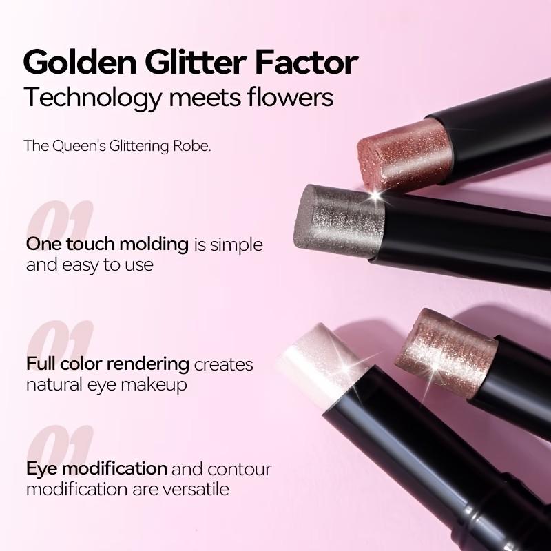4 Colors Jelly Watery Eyeshadow Stick Set, Metallic Glitter Shimmer, Long Lasting Highly Pigmented Layerable Formula, Usable for Blush and Eyeliner, for Sparkling Eye Makeup and Facial Contouring, Ideal for Party and as Gift