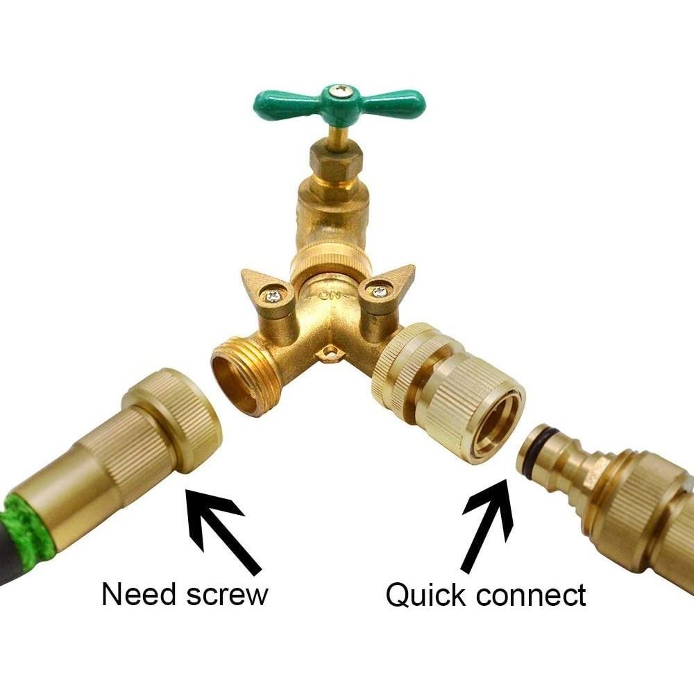 Garden Hose Quick Connector, Solid Brass Connector for 3/4 Inch Garden Hose, Durable and Easy to Use Water Hose Fitting, Hose Attachment, Garden Hose Metal