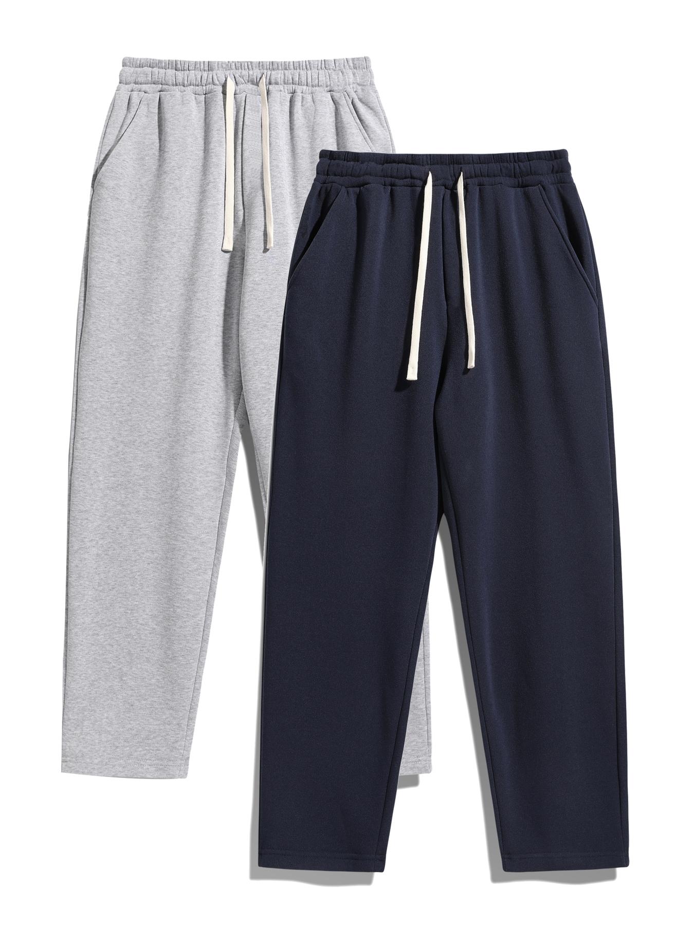 Men's Thermal Lined Pants with Drawstring Waist, Relaxed Fit Loose Sweatpants for Fall & Winter, Men's Bottoms
