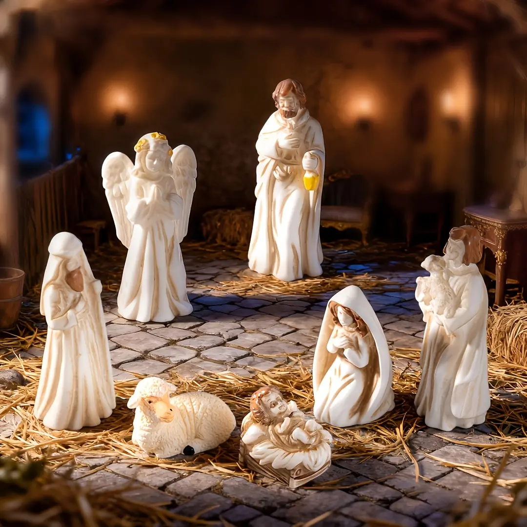 Angel, Lamb, and Shepherd Figurine – a perfect gift for family and friends, a decorative piece, a festive decoration, an ideal present, a birthday gift, a model house accessory, and a desktop ornament
