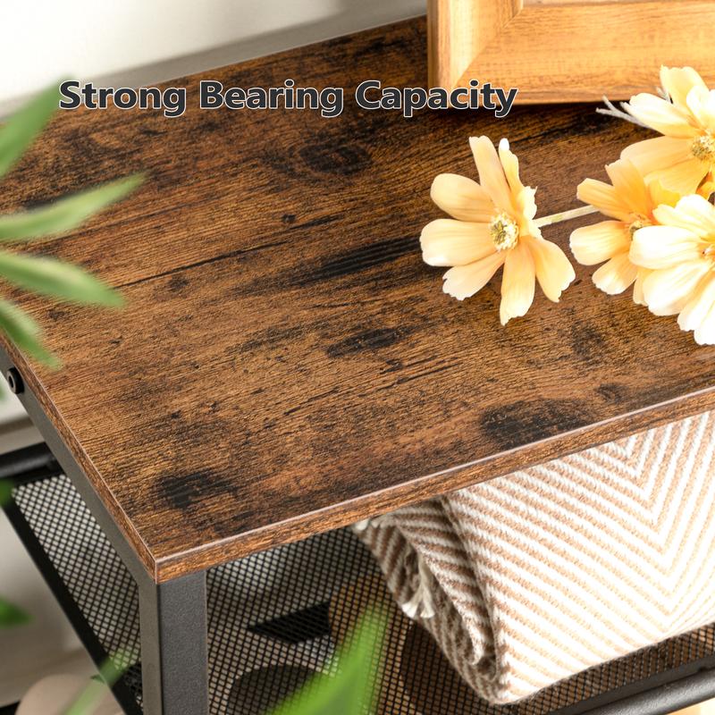 MAHANCRIS 8-Tier Shoe Rack with Adjustable Metal Mesh Shelves, Large Capacity with 28-32 Pairs of Shoes, for Entryway, Stable Structure, Rustic Brown