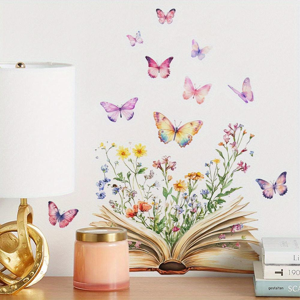 Elegant Floral PVC Wall Stickers, Self-Adhesive and Removable, Matte Finish, Modern Style, Living Room and TV Background Decor