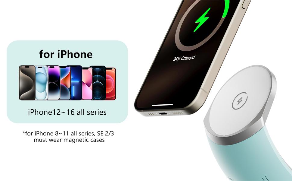 4 in 1 Wireless Charging Station LED RGB light for Apple Magnetic Wireless Charger Stand for iPhone 12-16series/Watch,Airpods/Airpod Pro (no plug)