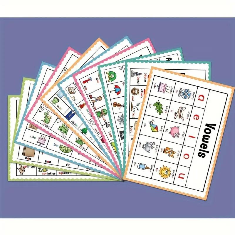10 Pcs Natural Reading Phonics Learning Posters, Early Education Word Cards, Classroom Wall Art, Educational Materials for Kids, Classroom Supplies Charts